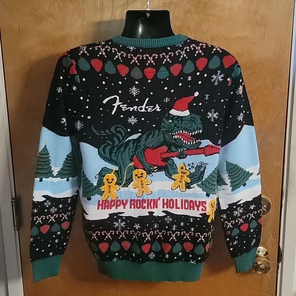 Fender® 2023 T-Rex Ugly Christmas Sweater Size Small - Picture 3 of 6